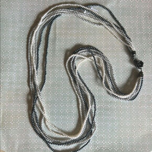 Black and White Multi-Strand Necklace - Picture 1 of 3